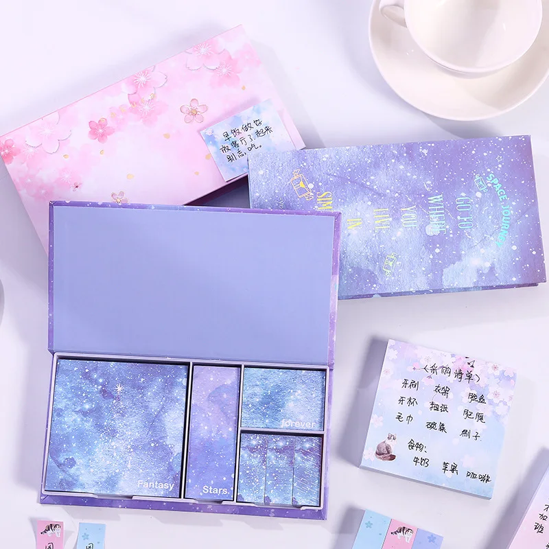 

Sakura Kawaii Boxed Memo Pad Japanese Style Sticky Notes Planner Stickers Creative Gift Box for School Office Supplies