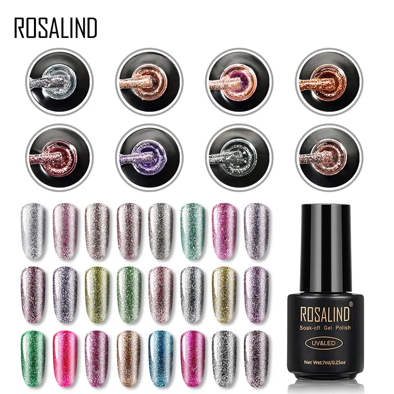  ROSALIND Gel Nail Polish Glitter Platinum Shiny Painting Nails Art UV Top Coat For Manicure Gel Hyb