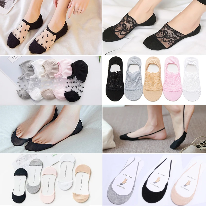 

3/4/5pair Boat Socks for Women Summer Breathable Invisible No Show Socks Non-slip Liner Socks Comfortable Cotton Ankle Sock