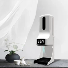 Termômetro montado na parede com dispensador de sabão mão k9 pro medição de temperatura automática e máquina de desinfecção com alarme