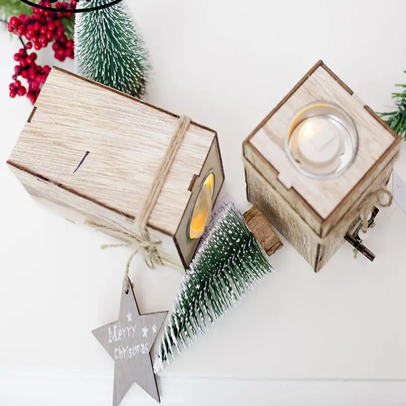 

Christmas decorations creative Christmas Mini wooden candlestick Christmas home decoration tabletop ornaments with stars
