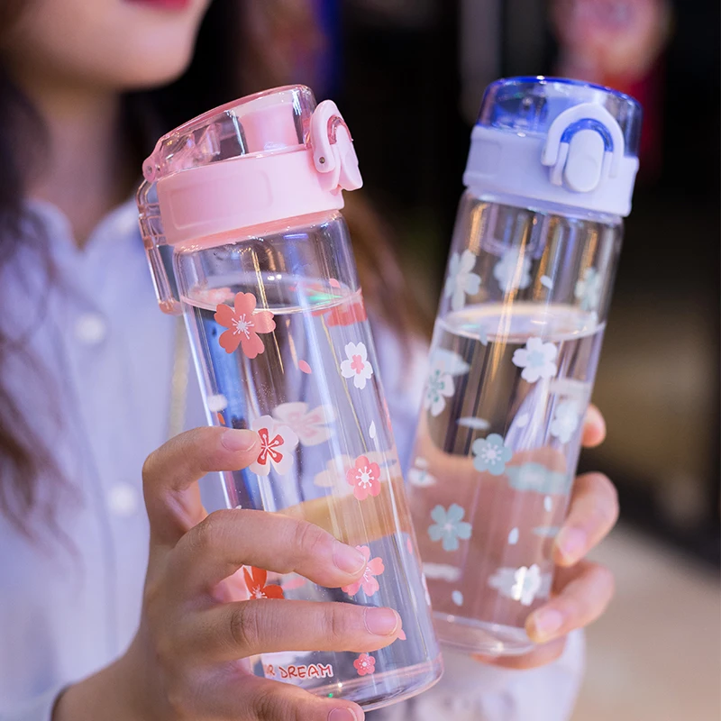 Kawaii Sakura стеклянная бутылка для воды портативная герметичная фотобутылка девушек
