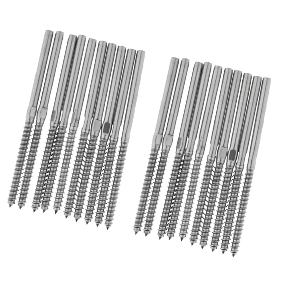 

20-Piece Stud Cable Railing End Fitting For 1/8" Wire - Stainless Swage