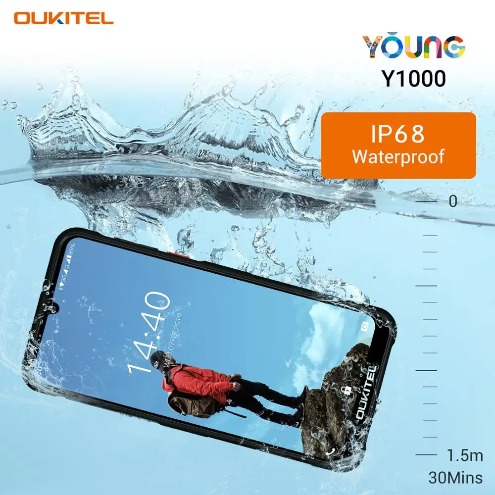 OUKITEL Y1000 Android 9,0 мобильный телефон 6,0" 19,5: 9 MT6580P 2 Гб ram 32 ГБ rom 3600 мАч отпечатков пальцев Смартфон