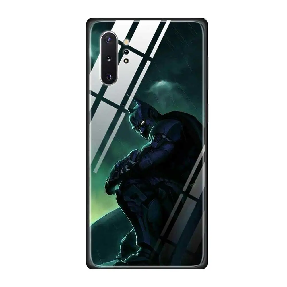 T10 Чехол для телефона из закаленного стекла для Samsung Galaxy S10 S10E S9 S8 Note 9 10 105G Plus A50 A30 TPU Мягкий край чехол Бэтмен Джокер Темный Kni - Цвет: T10