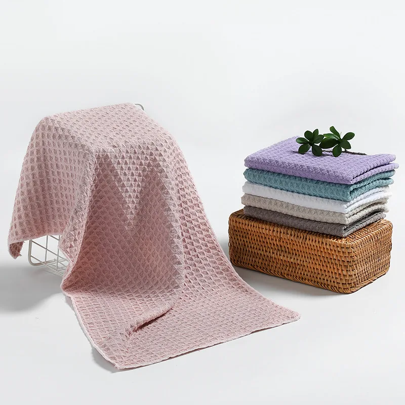 YIANSHU High Quality Towels Solid Color Waffle Household Soft Breathable Absorbent Bathroom Towels Kitchen Cleaning Towel