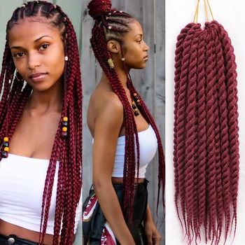

Synthetic Senegalese Twist Crochet Braids Braiding Hairs Crotchet Hair Extensions for Black Brown Women 30 Roots Daily Party