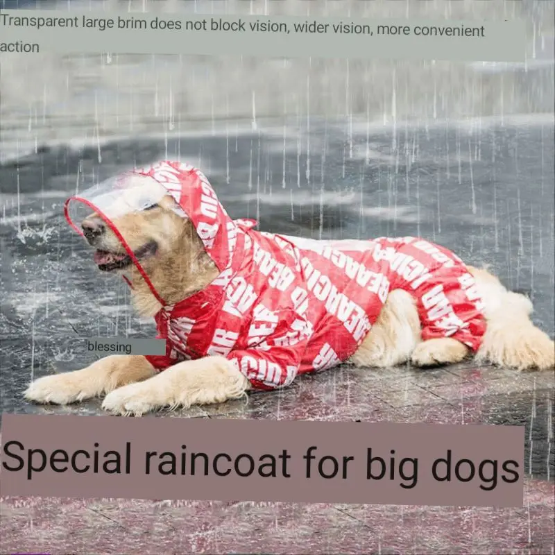

Big Dog Raincoat Four-legged Waterproof Medium Dog Clothes Small Dog Golden Retriever Raincoat Pet Big Dog Clothes