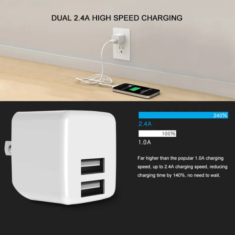 Настенное зарядное устройство для телефона, 5 В, 4 а, выход, два порта usb, складной портативный штепсель, зарядный блок, адаптер питания