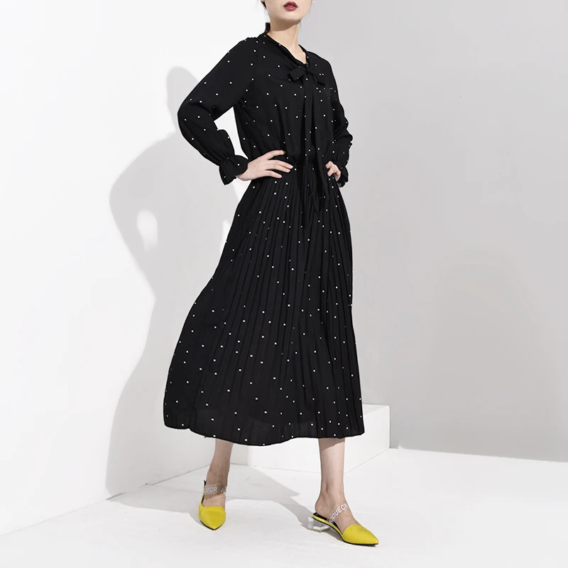 LANMREM Новая модная женская рубашка с длинными рукавами женские толстовки Vestido осенне-зимний набор шарфов платья JA23601