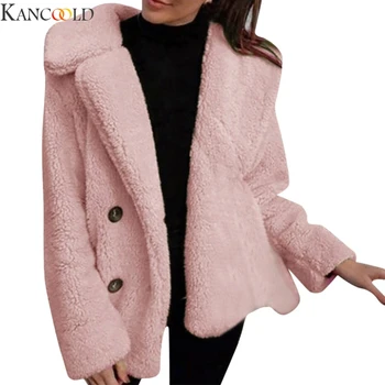 

KANCOOLD Long Coats Fleece Jackets Winter Warm Teddy Coat Cardigan Office Lady Sexy Women Full Tops Overcoats Plus Size