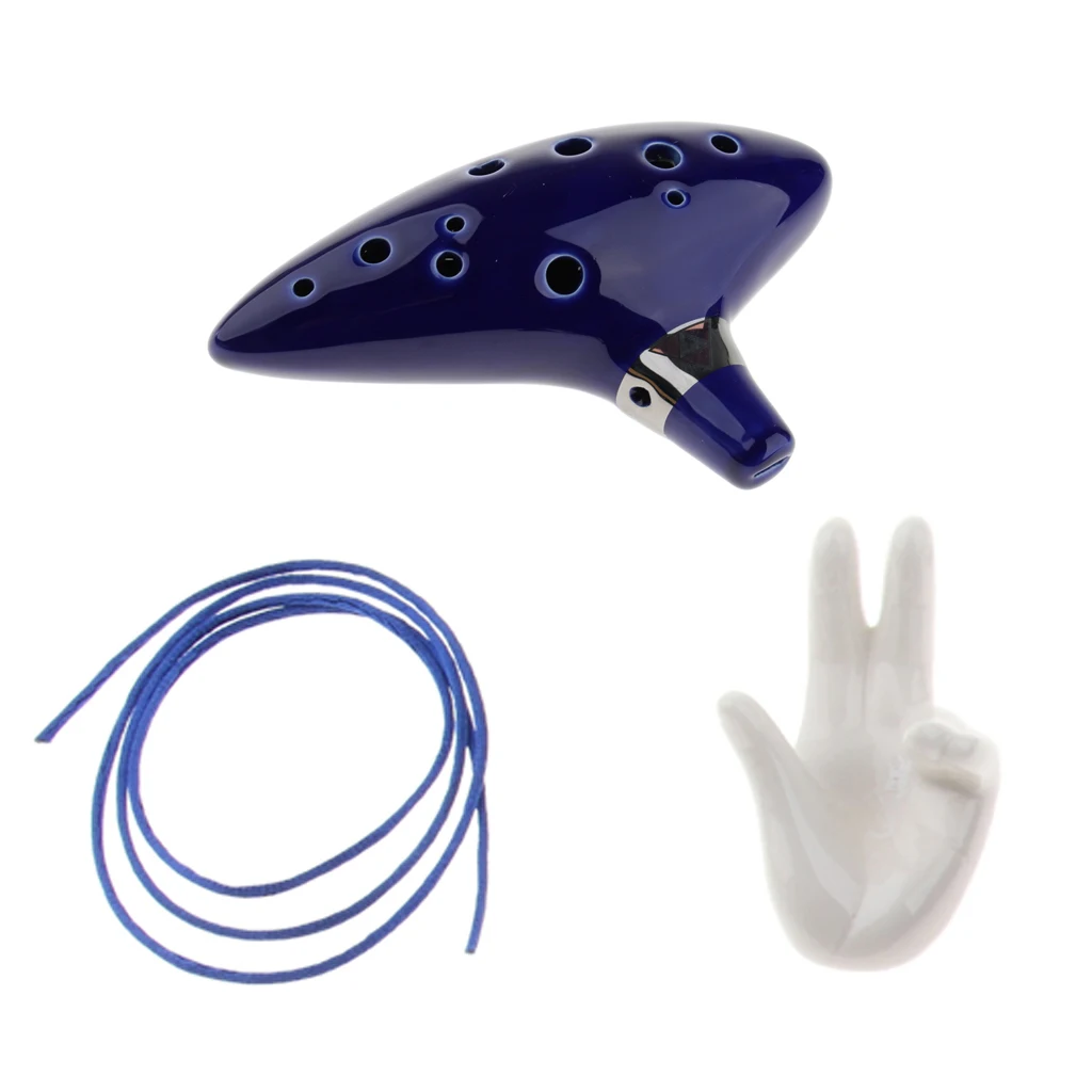12 Holes Alto C Key Ocarina with Ocarinas Stand Rack Home Decoration Craft Collectable