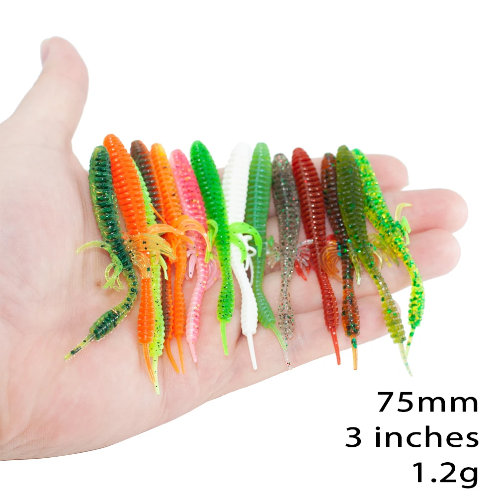 Soft Lures Worms Creature 7.5cm 1.3g Dytiscidae Worm Stick Needle Tail  Fishing Lures