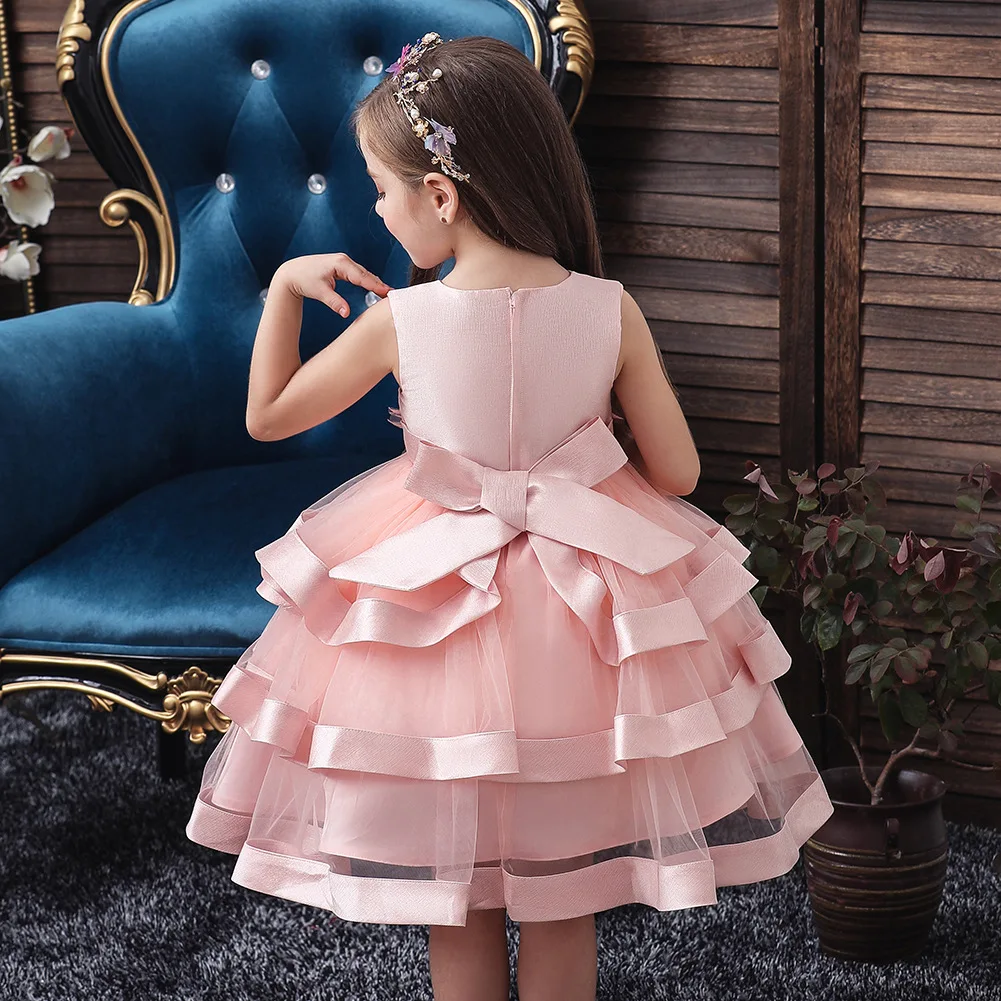 Детское платье принцессы Детское многослойное пышное платье детское платье с вышивкой и выступлений Костюмы свадебное платье для девочки; дети