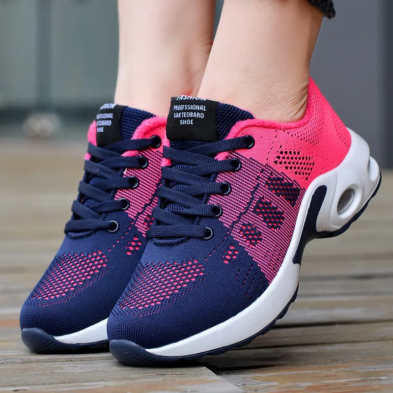 Las mujeres Zapatos para correr con colchón De aire De talla grande 42 luz zapatillas transpirable De deporte mujeres caminando correr damas Zapatos planos Zapatos De Mujer