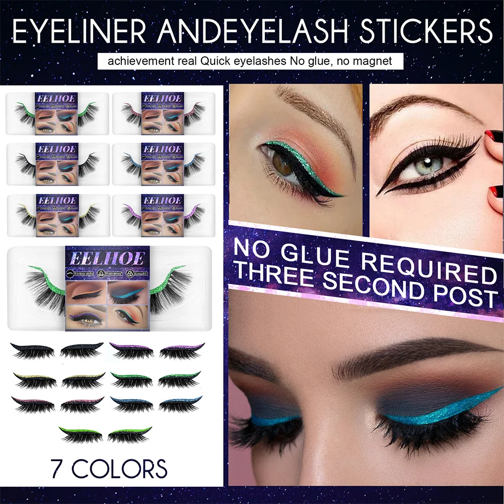 Reusable Eyeliner Sticker with Eyelashes Self Adhesive Double Eyelid Tape Eye Line Strip Sticker
