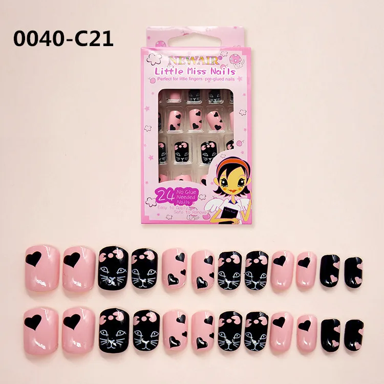 24 шт. безопасные поддельные короткие головы милый рисунок поддельные ногти нажмите на детей конфеты Ложные Типсы для маникюра Красота Инструменты - Цвет: C21
