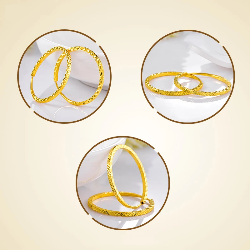 Сережки из чистого золота SFE 24K настоящее золото AU 999 солидные золотые серьги