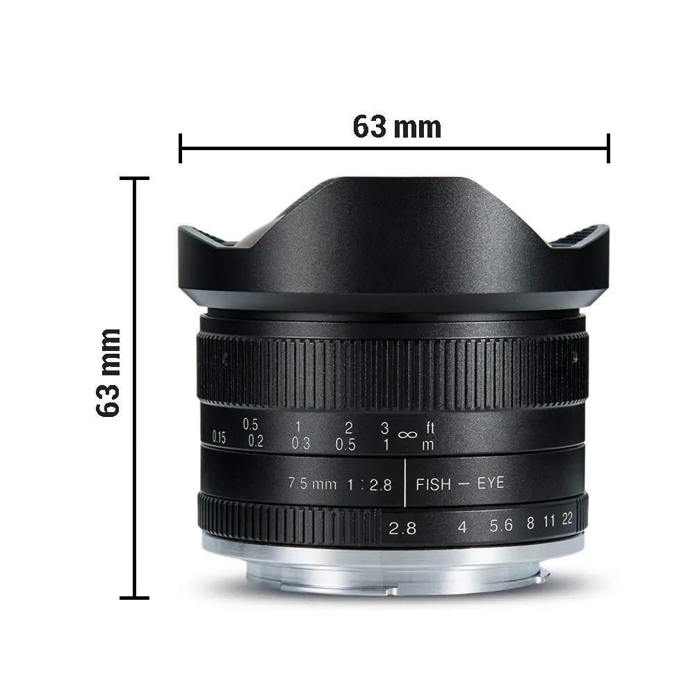 Foleto APS-C 7,5 мм F2.8 объектив рыбий глаз ручной фиксированный объектив камеры видеонаблюдения для sony NEX E Mount Canon EOS-M Mount Fuji Lens M4/3 a7 gh10