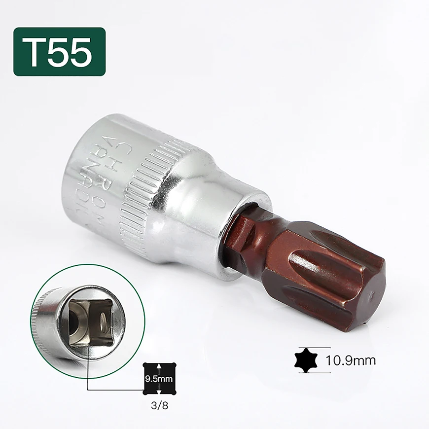 YINETTECH Torx-Bits Set – 10-teilig, T10 Bis T55, 3/8 Zoll Antrieb, Für Auto, Motorrad, Fahrrad