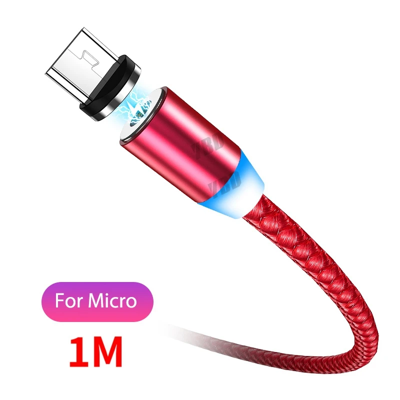 YBD 1 м модный СВЕТОДИОДНЫЙ Магнитный зарядный кабель Micro USB кабель магнитное зарядное устройство usb-кабель для huawei samsung Xiaomi Honor Redmi - Цвет: Red