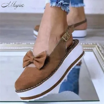 

2020 Women Flats Shoes Platform Sneakers Buckle Strap Suede Ladies Loafers Casual Bow-knot Shoes Women Shoes Zapatos De Mujer