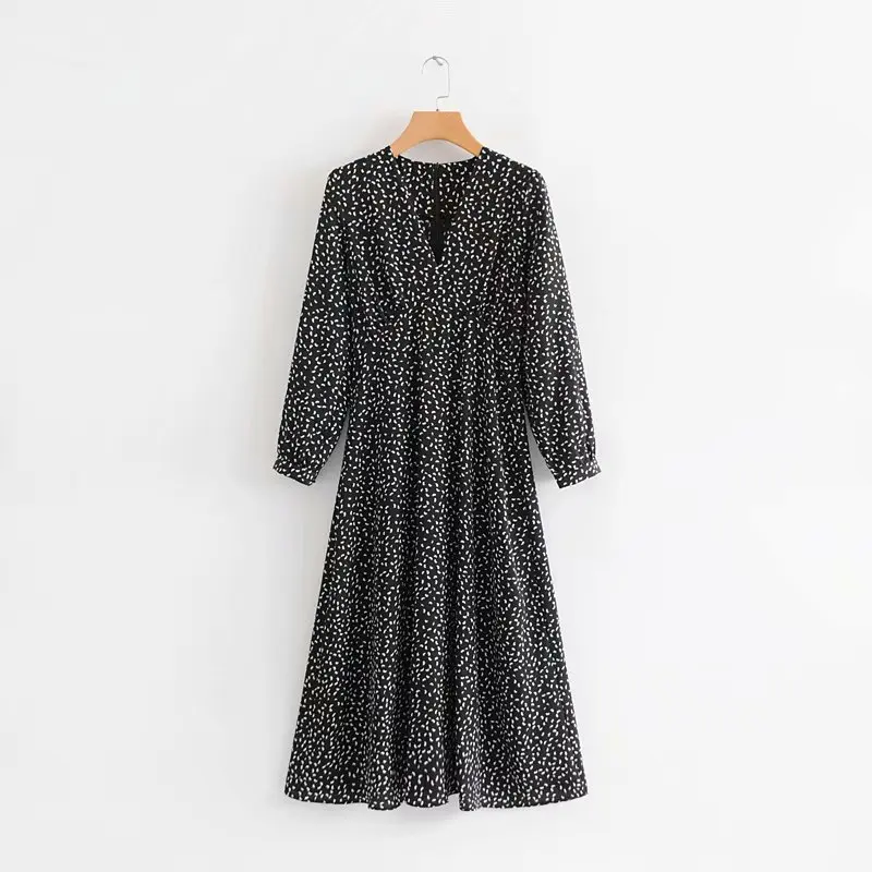 

2019 New Style Korean-style Fashion Elegant V-neck Flower Skirt Children Fashion Loose-Fit Versatile Mid-length Dress