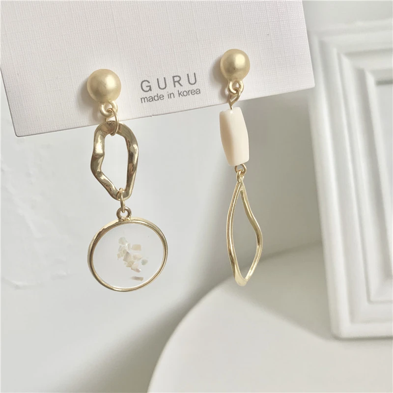 Ruanme серия han контракт серьги гвоздики ASOS Асимметричная ракушка для женщин в виде