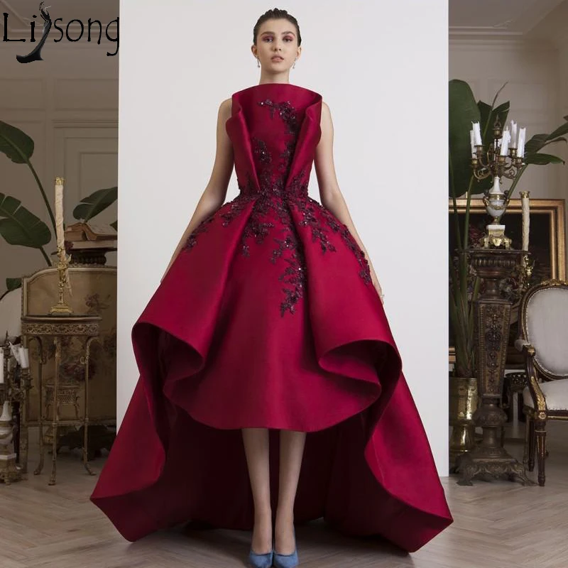 red-high-low-prom-dresses-strapless-neck-beaded-evening-gowns-a-line-vestidos-e-fiesta-satin-sweep-train-appliqued-formal-dress
