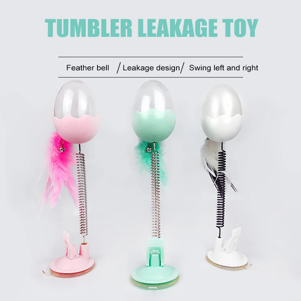 Funny Interactive Cat Toys With LED Light And Feathers Spring Tumbler Leakage Food Kitten Pets Dispenser For IQ Trainning1