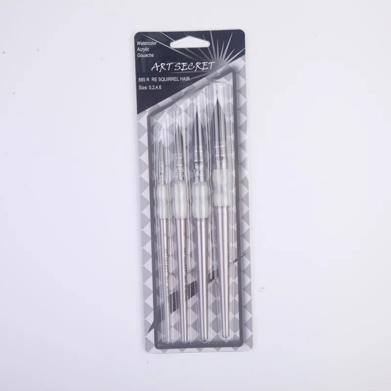 

ArtSecret Painting Brushes 885R 4/Set Re-Squirrel Hair For Watercolor&Acrylic&Gouache Plastic Handle Art Supplies Stationery