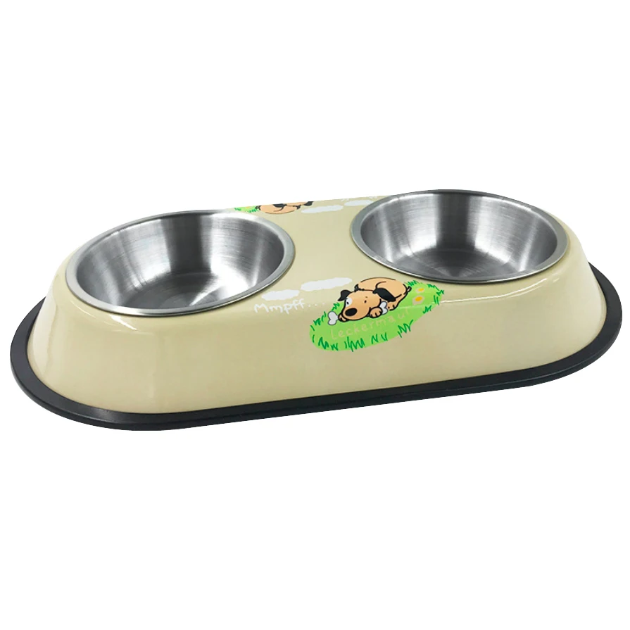 thumbnail image 1 of Comederos dobles para mascotas, estación de comida para perros y gatos, cuencos de acero inoxidable para agua y comida, solución de comedero para perros y gatos, 1 of 5