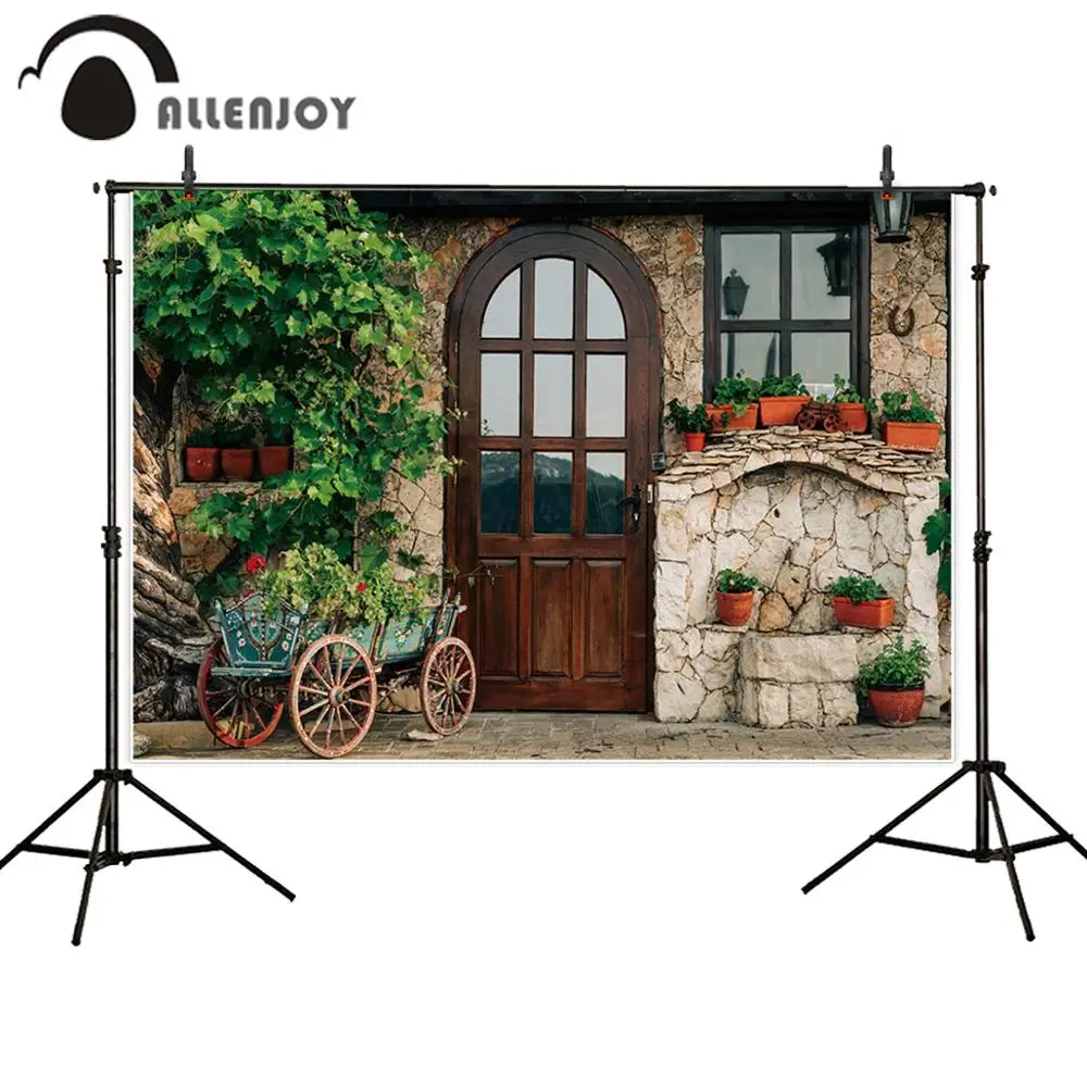 Фон для свадебной фотосъемки Allenjoy фон Весна Цветы Листья дверь окно кирпичи