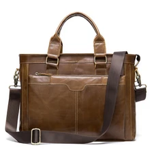 Сумка для ноутбука из натуральной кожи, Мужская Ретро сумка, сумка на плечо, мужской деловой портфель, 14 дюймов, портативный портфель для ноутбука KUMON