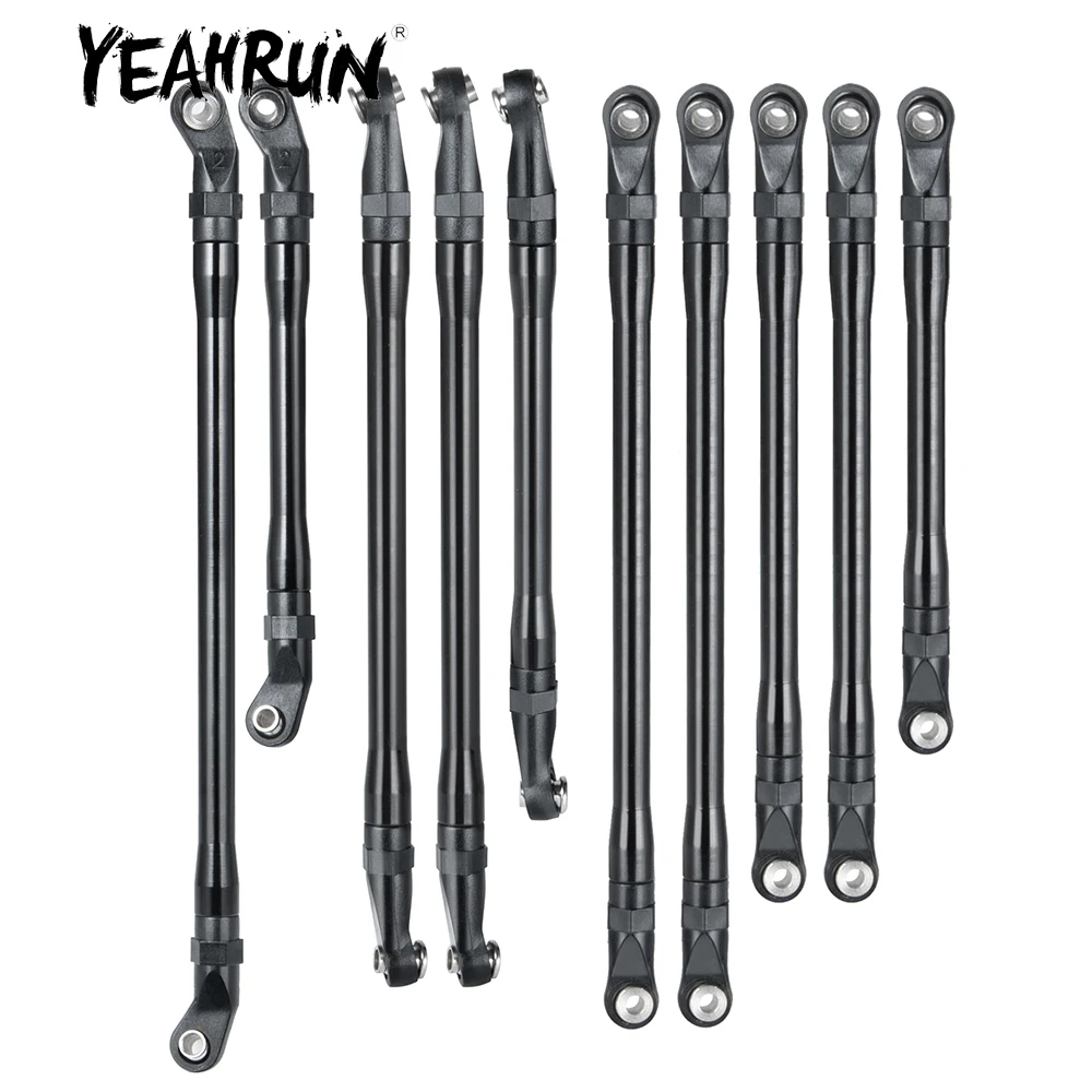 Yeahrun 10 Pz/Set Set Di Collegamenti Per Asta In Lega Cnc Nera Per Axial Scx10 Ii 90046 1/10 Rc Crawler