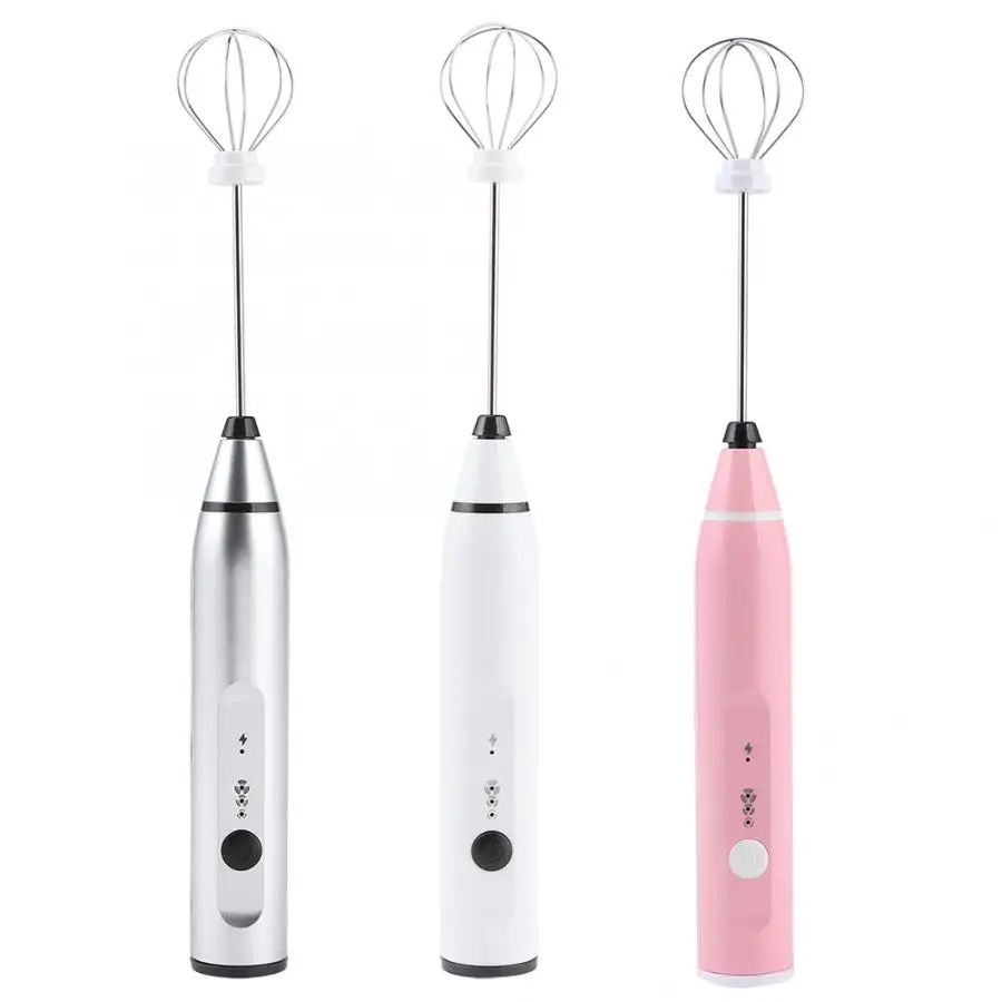 

USB Electric Milk Frother 2 Whisk Handheld 3 Speed Adjustable Milk Foamer Mixer Cappuccino Coffee Egg Beater Drinks Blender
