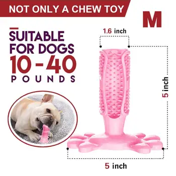 

Pet Chew Toy Puppy Teething Brush for Doggy Oral Care TeethBrush M Pink