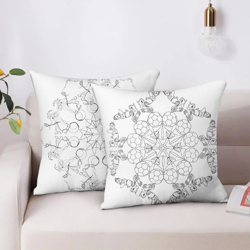 

Mandala Pillow Cover Decorative Morocco Black and White Cushion Cover 45X45cm Boho Pillow Polyester Throw Pillow Sofa Bed Cojin