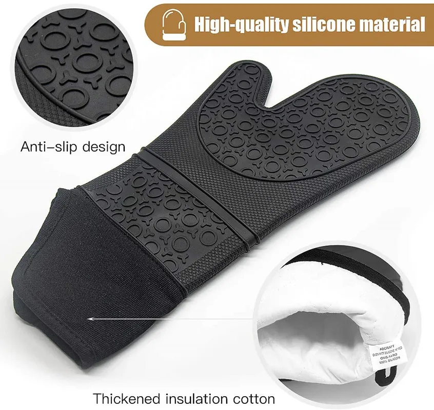 Silicone Oven Mitts - Extra Long Professional Quality Heat