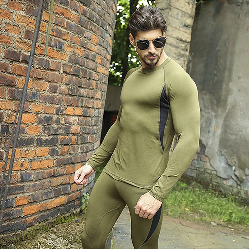 warm long johns Men’S Thermal Underwear Set Winter Thermal Underwear Long Johns Winter Clothes Thick Thermal Clothing Outdoor Riding Ski Set silk long johns