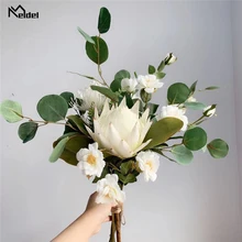 Букет мелдель искусственный цветок свадебные букеты Южноафриканский монарх белая роза симы Азалия листья эвкалипта свадебный букет