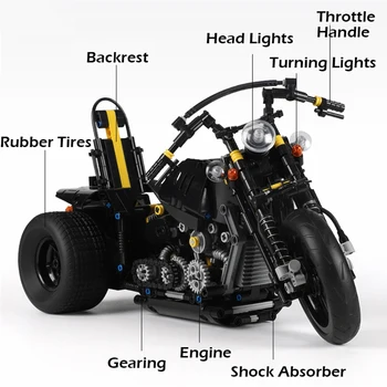 

XINGBAO TECHNIC Motor Series 03020 853Pcs The Heavy Motorbike Set Building Blocks Bricks Fashion Motor Tricycle Model Juguetes