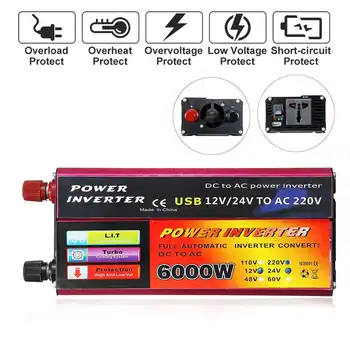 

Inverter 12V 220V 900W Voltage Converter Transformer DC 12/24V 48/60V To AC 110/220V Auto Inversor for car truck