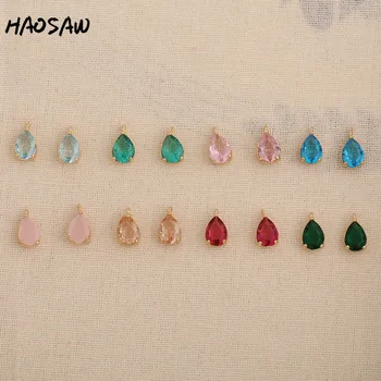 

HAOSAW 7*11MM 6Pcs/Lot Jewelry Accessories/DIY Making/Earrings Connectors/Hand Made/Earring Findings/Coloful Crystal Charms