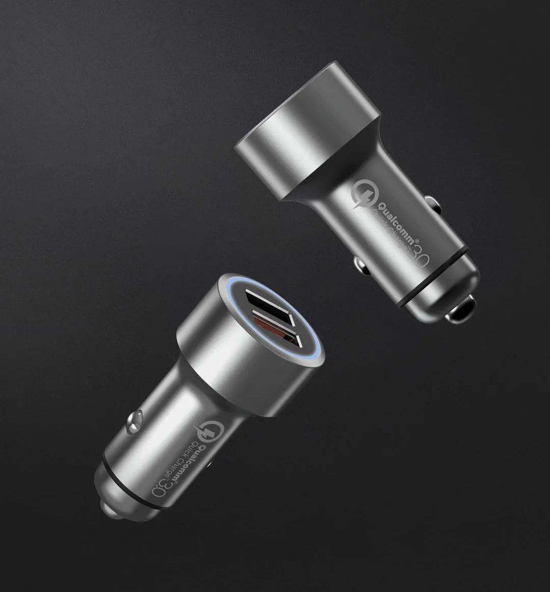 Xiaomi 70Mai Металлический Двойной Автомобильное зарядное устройство QC3.0 интеллектуальная Быстрая зарядка двойной USB выход для samsung S8 iPhone 6 7 8 Plus