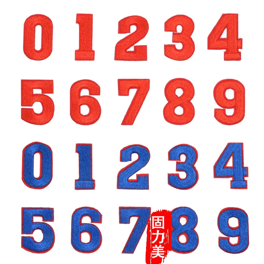 Термонаклейка с красным черным белым и синим цветом номер 0 1 2 3 4 5 6 7 8 9 10 шт. | Дом