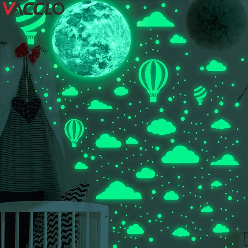 Vacclo Moon Dot Cloud воздушный шар флуоресцентные наклейки для детской комнаты