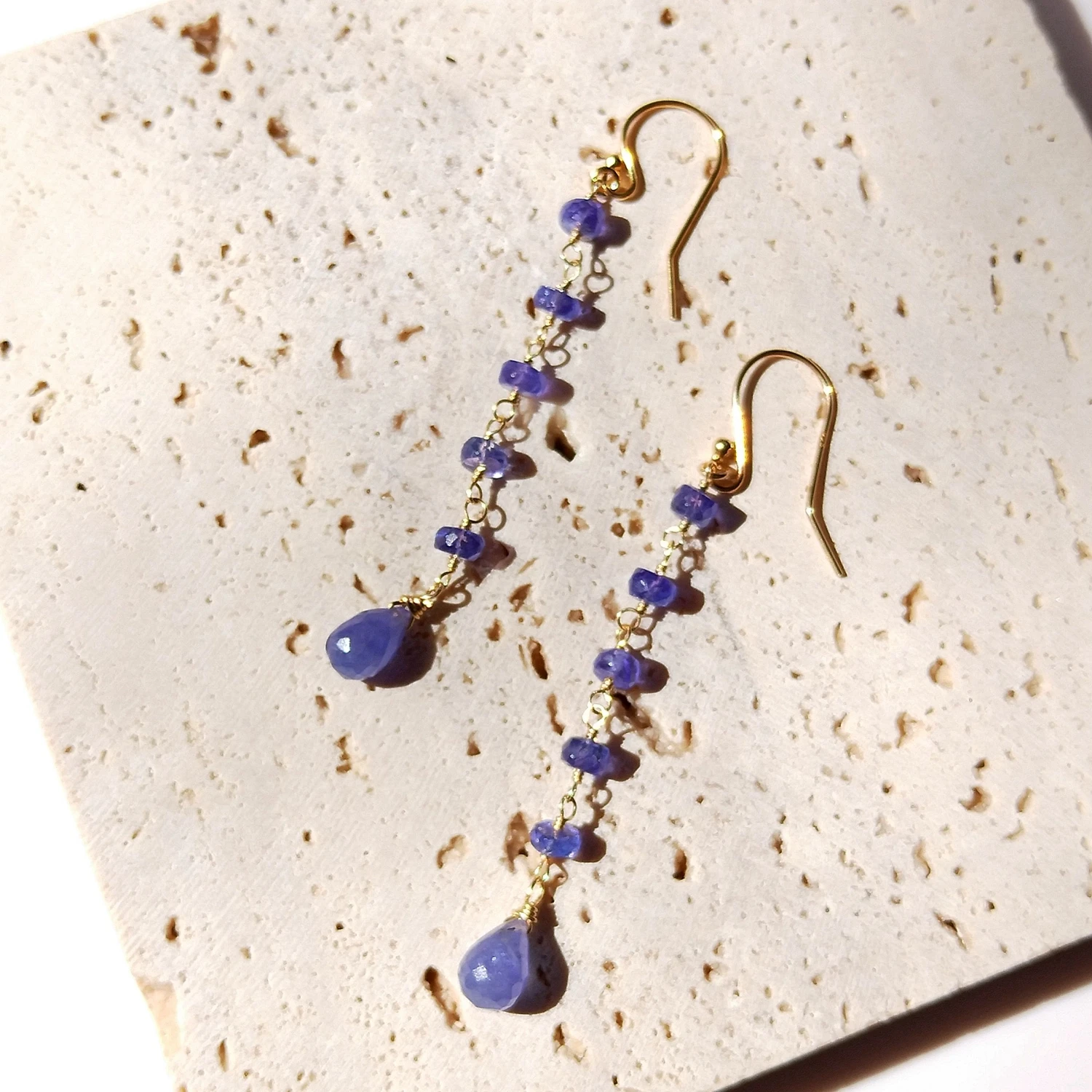 

Lii Ji Tanzanite 14K Gold Filled Dangle Earrings Natural Stone Handmade Jewelry For Women Gift