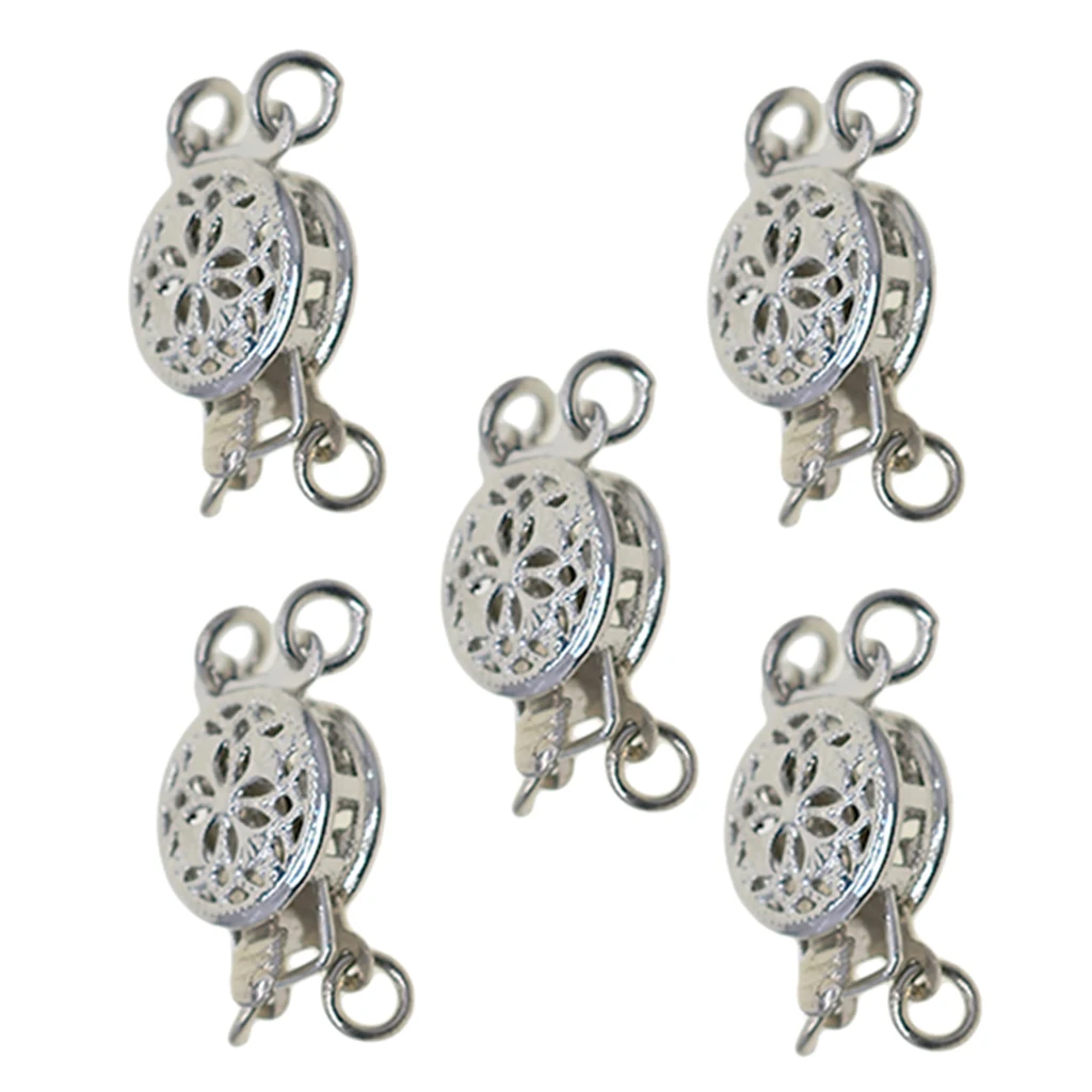 

5x 2 STRAND FILIGREE FLOWER PUSH SLIDE LOCK BOX CLASPS Bracelet Necklace DIY