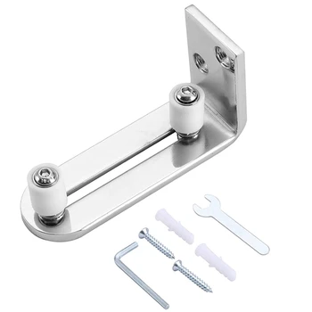 

HTHL-Modern Chrome Sliding Barn Door Floor Guide Ball Bearings Adjustable Stay Roller Wall Mount System for All Size Door